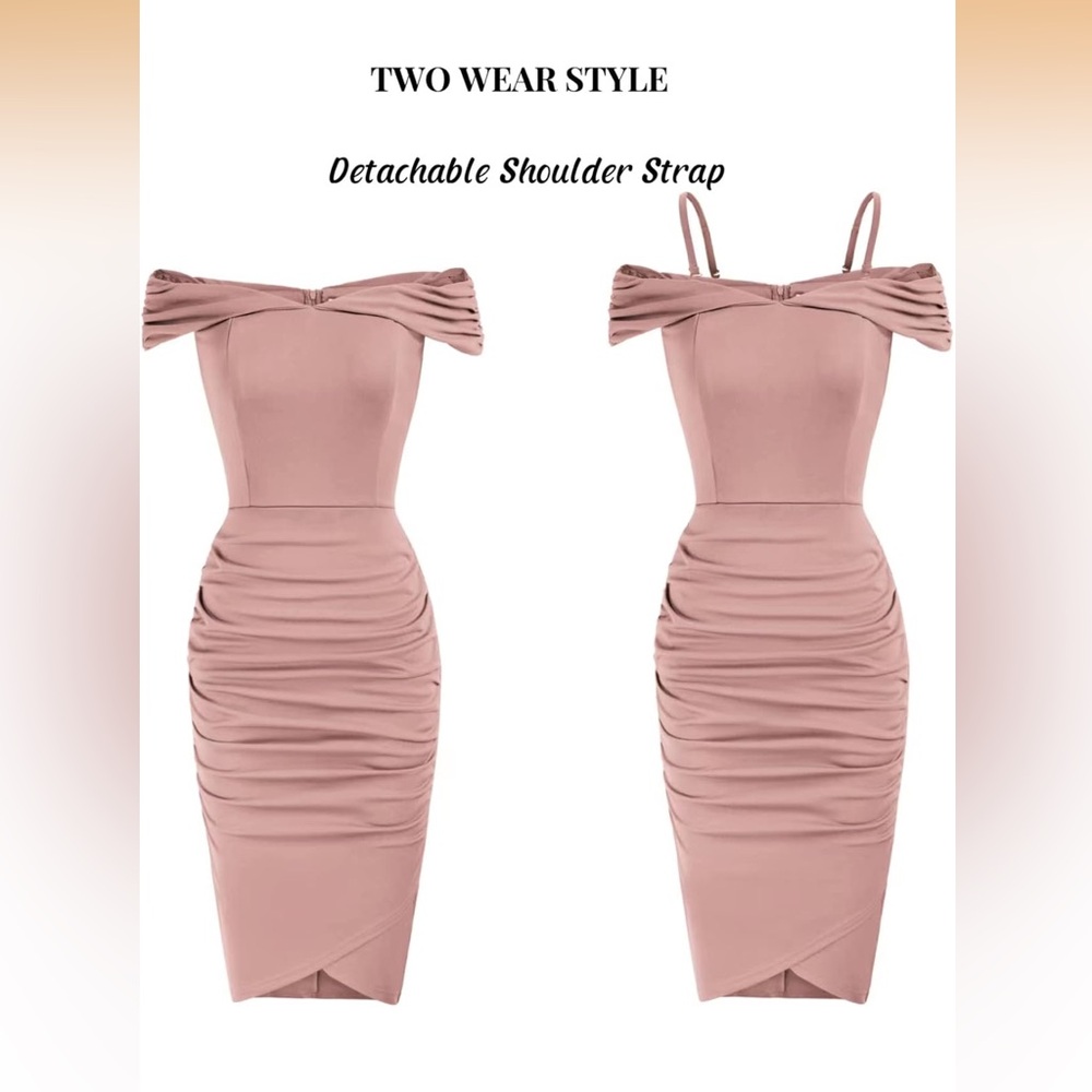 Elegant Pink Off-Shoulder Bodycon Dress 2 wear style size Large NWOT